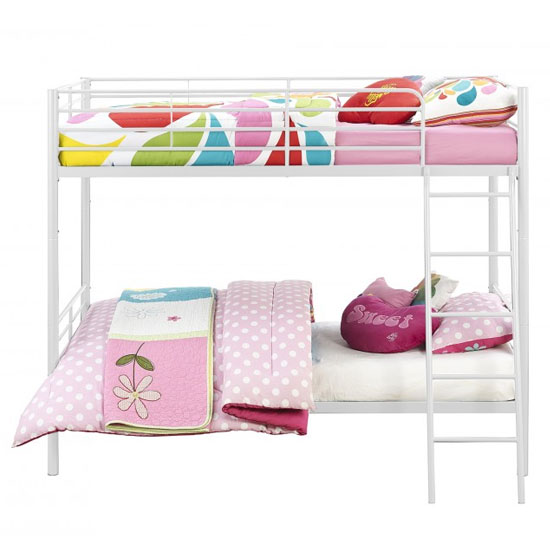 Weeley Metal Convertible Single Over Single Bunk Bed In White_3