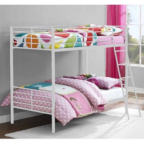 Photo of Weeley metal convertible single over single bunk bed in white