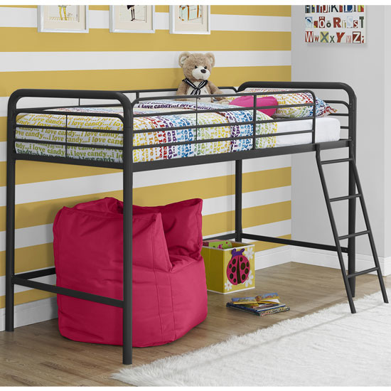 Streatham Metal Single Midsleeper Bunk Bed In Black