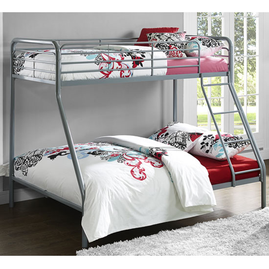 Sturdy Metal Single Over Double Bunk Bed In Grey Sale