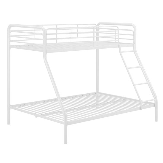 Weeley Metal Single Over Double Bunk Bed In White_2