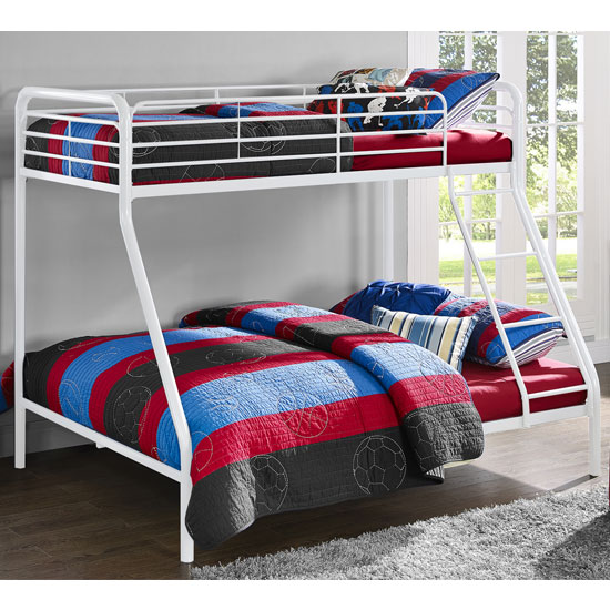 Streatham Metal Single Over Double Bunk Bed In White Furniture in Fashion