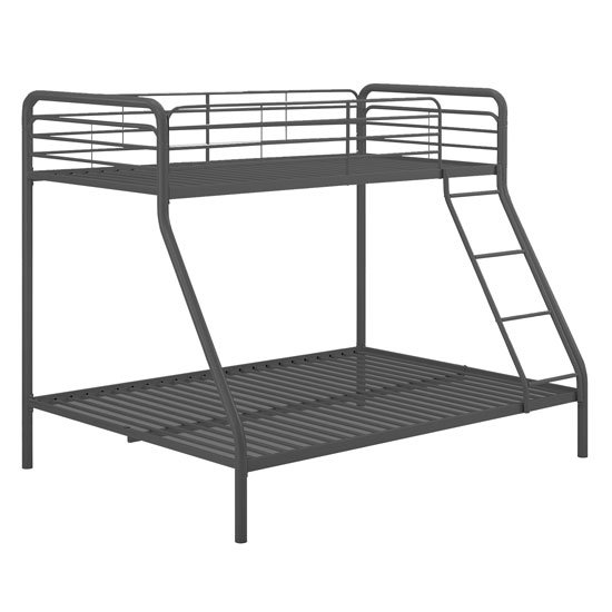 Burg Sturdy Metal Single Over Double Bunk Bed In Black_2