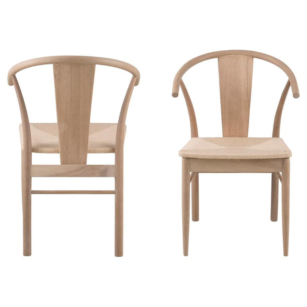 Sturgis Off White Oak Wooden Dining Chairs In Pair