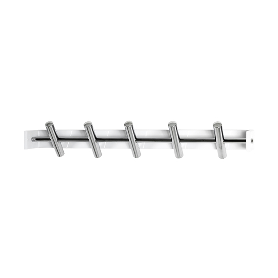 Stuttgart Metal 5 Hooks Coat Rack In White And Chrome