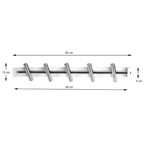 Stuttgart Metal 5 Hooks Coat Rack In White And Chrome