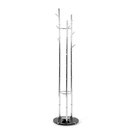 Stuttgart Metal Coat Stand In Chrome With Black Glass Base_1
