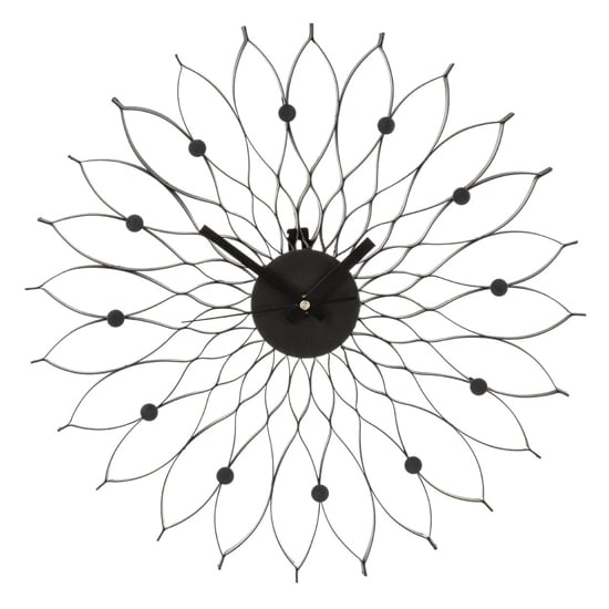 Styria Contemporary Floral Design Wall Clock In Black