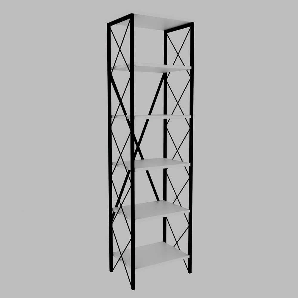 Suaro Wooden Shelving Unit with 5 Shelves in White and Black