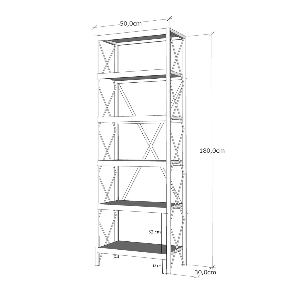 Suaro Wooden Shelving Unit with 5 Shelves in White and Black