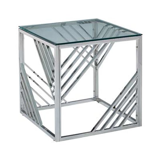 Sucre Glass End Table With Chrome Frame