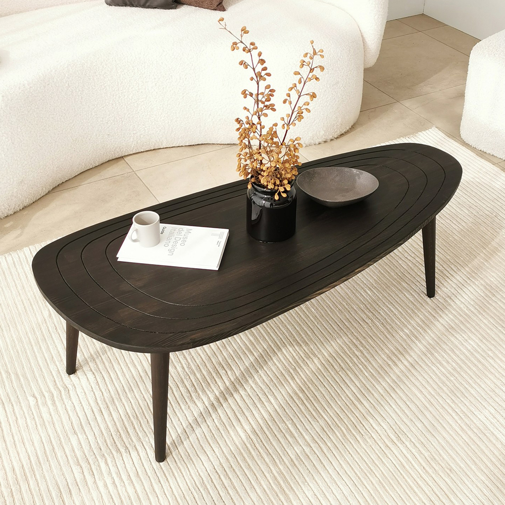 Suelo Oval Beech Wood Coffee Table in Anthracite