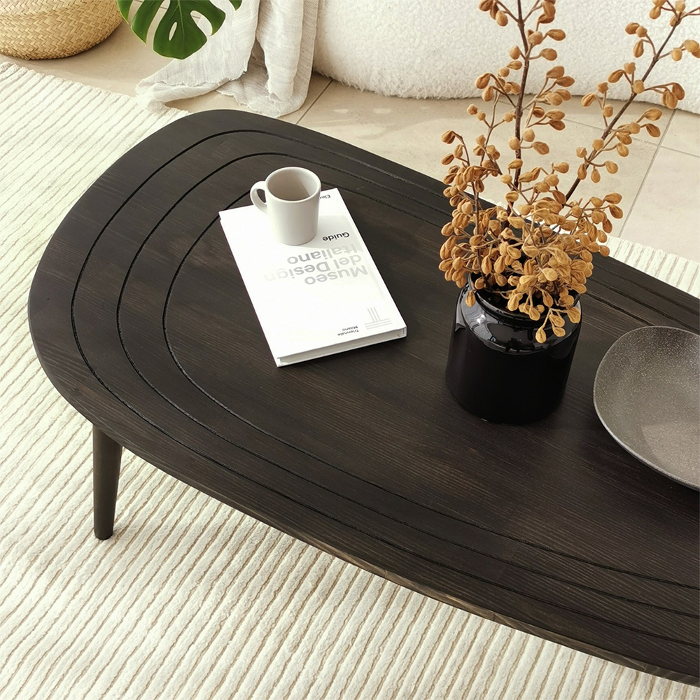 Suelo Oval Beech Wood Coffee Table in Anthracite