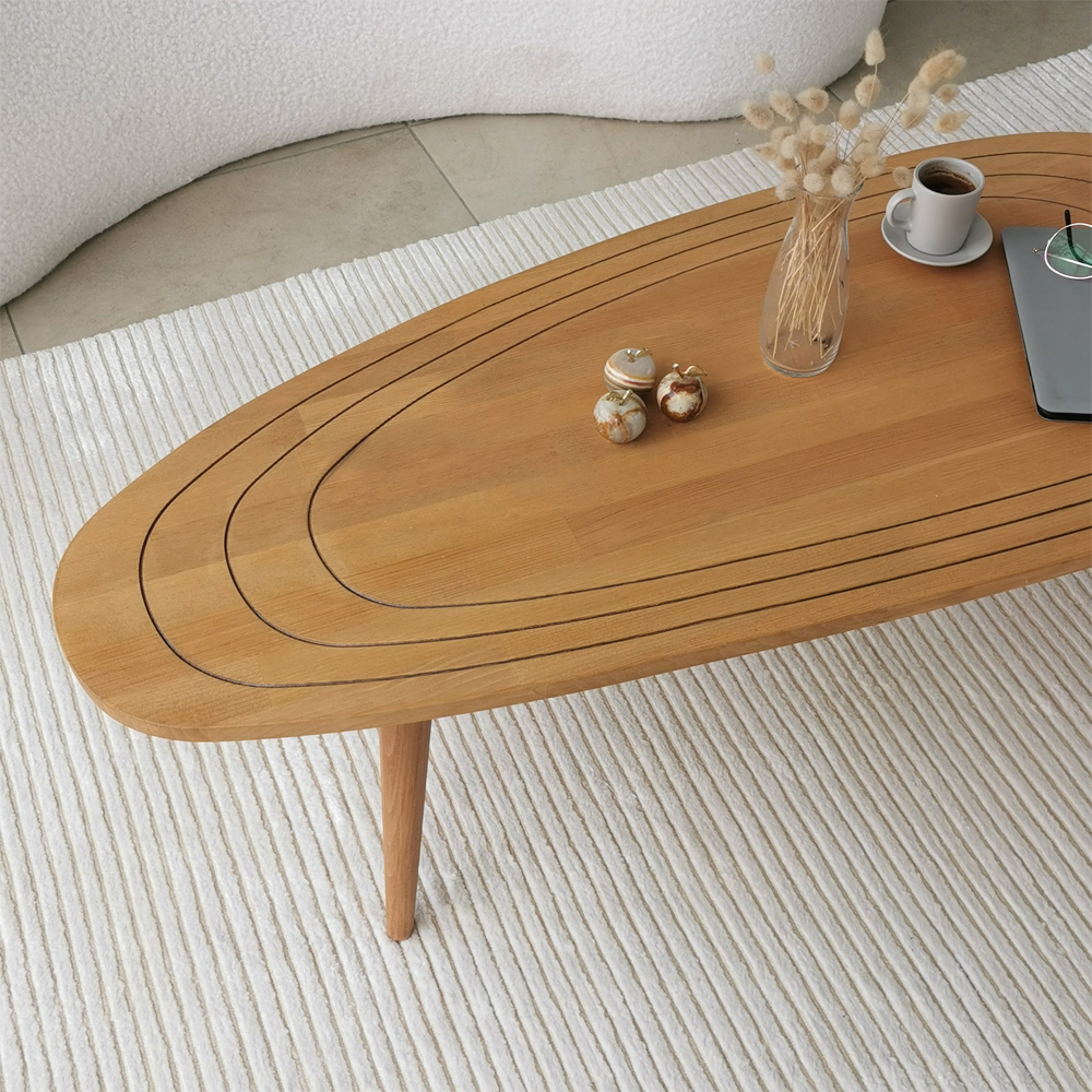 Suelo Oval Beech Wood Coffee Table in Teak