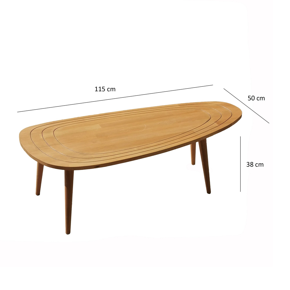 Suelo Oval Beech Wood Coffee Table in Teak