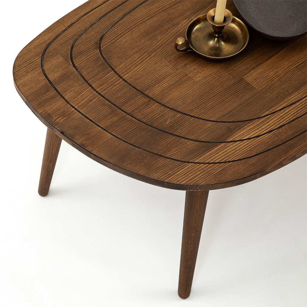 Suelo Oval Beech Wood Coffee Table in Walnut