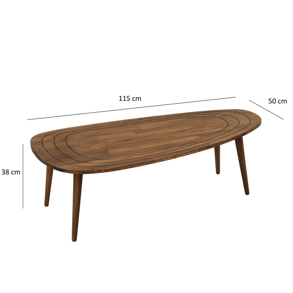 Suelo Oval Beech Wood Coffee Table in Walnut