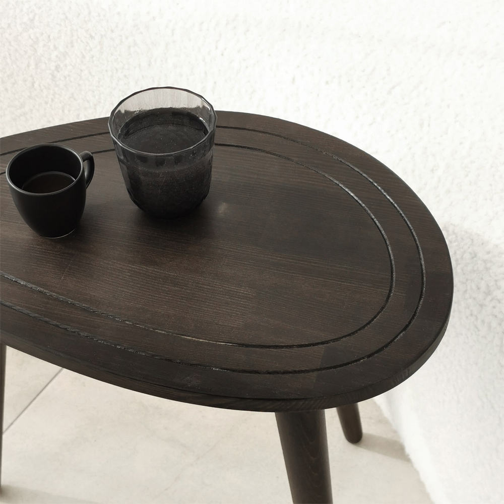 Suelo Oval Beech Wood Nest of 2 Side Table in Anthracite