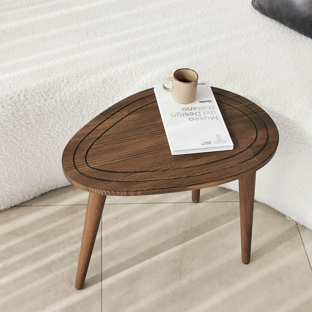 Suelo Oval Beech Wood Nest of 2 Side Table in Walnut