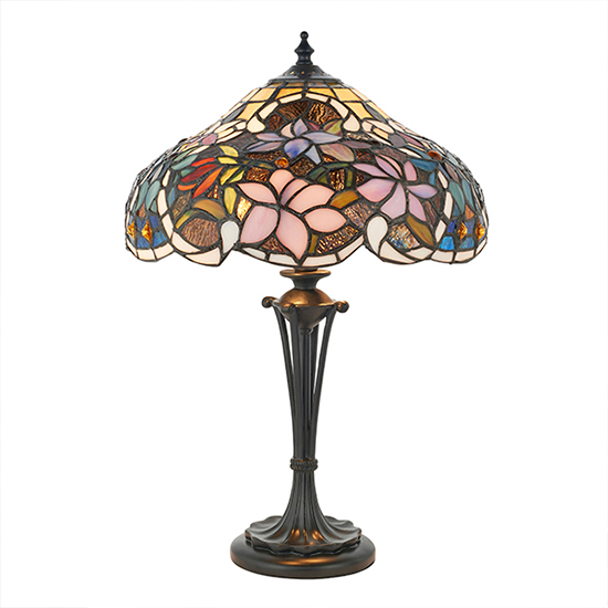 Sullivan Small Tiffany Glass Table Lamp In Dark Bronze