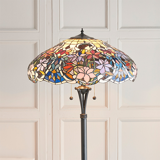 Sullivan Tiffany Glass Floor Lamp In Dark Bronze
