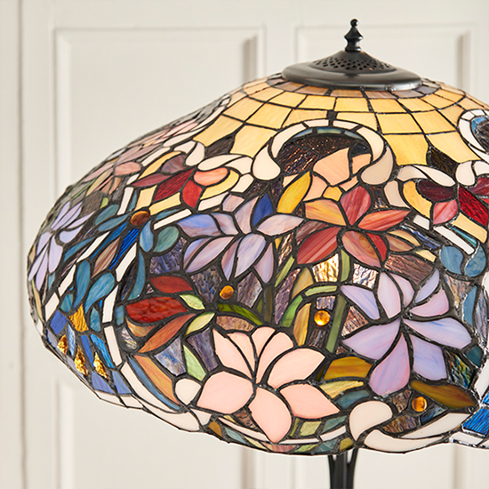 Sullivan Tiffany Glass Floor Lamp In Dark Bronze