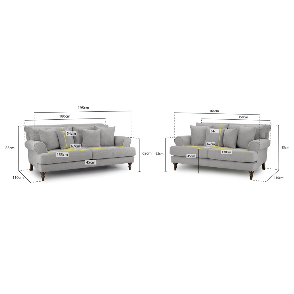 Summerfield Fabric 3+2 Seater Sofa Set In Grey