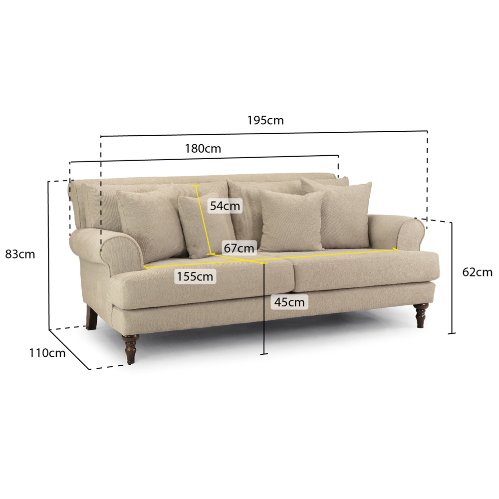 Summerfield Fabric 3 Seater Sofa In Beige