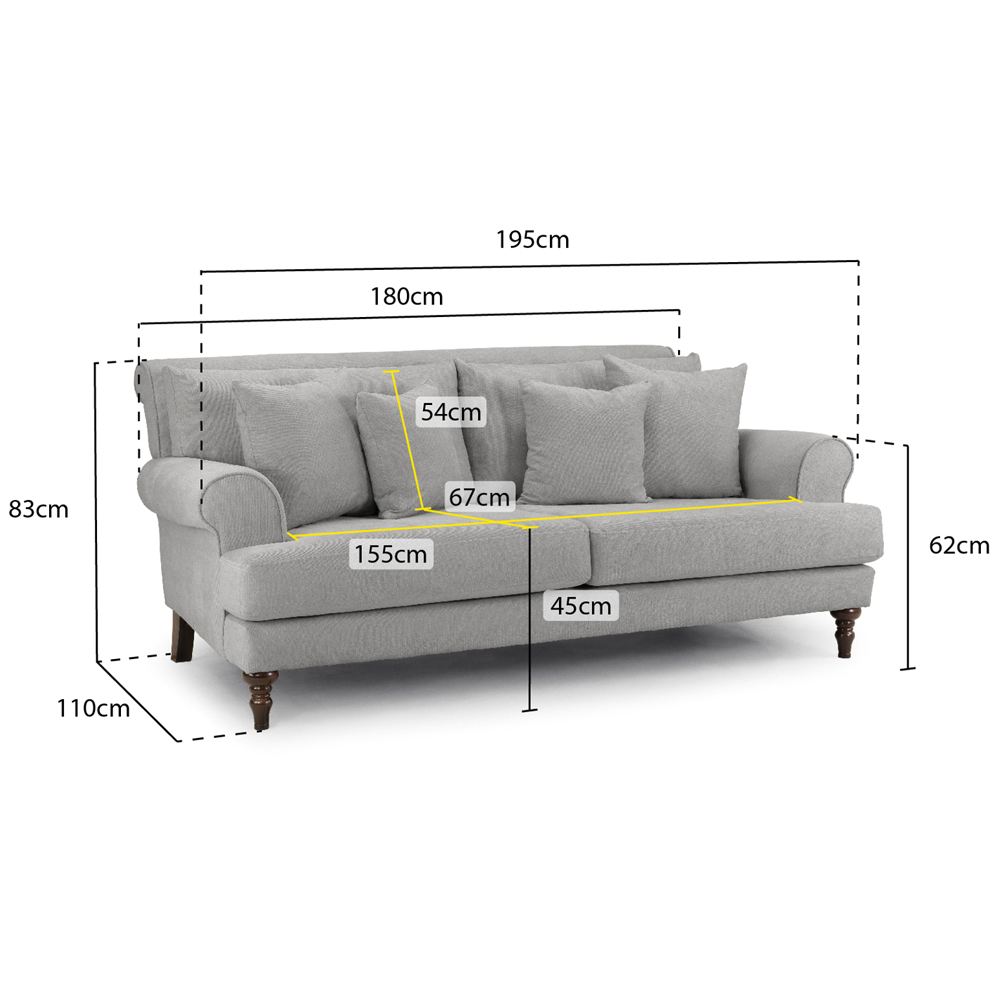 Summerfield Fabric 3 Seater Sofa In Grey