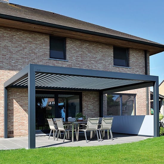 Product photograph of Spold 3 6m X 3 6m Weatherproof Aluminium Pergola In Charcoal from Furniture in Fashion