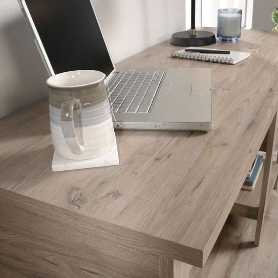 Sunbury Wooden Laptop Desk With 2 Drawers In Laurel Oak