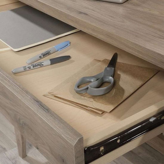 Sunbury Wooden Laptop Desk With 2 Drawers In Laurel Oak