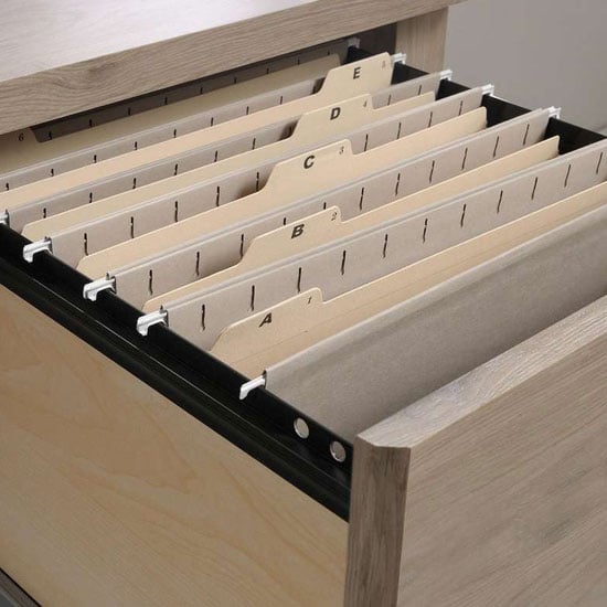 Sunbury Wooden Laptop Desk With 2 Drawers In Laurel Oak
