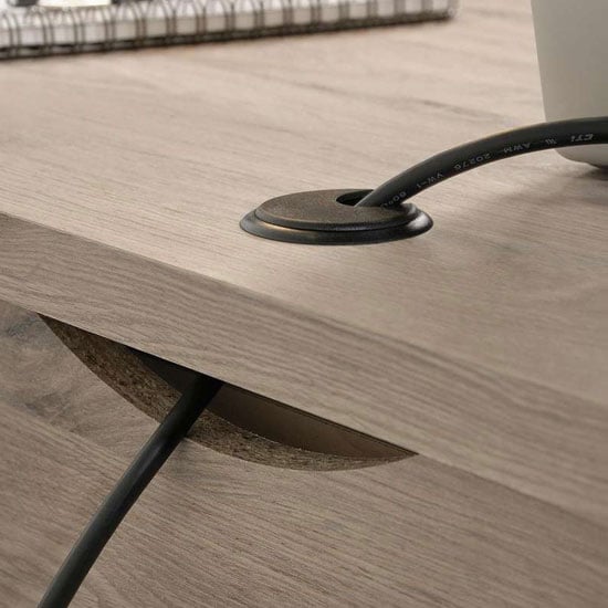 Sunbury Wooden Laptop Desk With 2 Drawers In Laurel Oak
