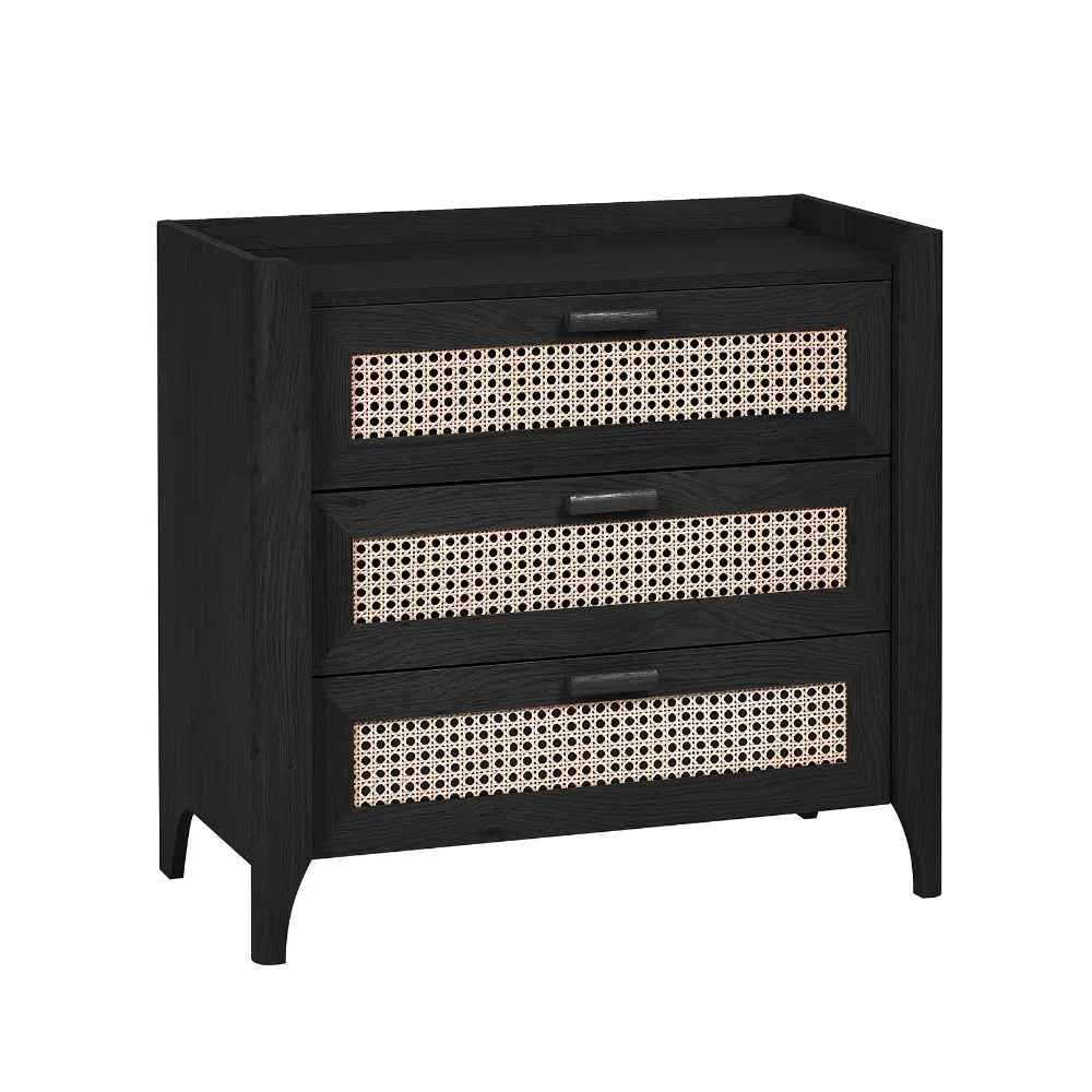 Sumter Wooden Chest Of 3 Drawers In Black Ash And Oak