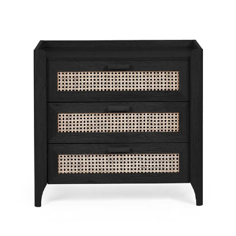 Sumter Wooden Chest Of 3 Drawers In Black Ash And Oak