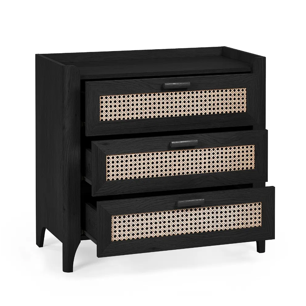 Sumter Wooden Chest Of 3 Drawers In Black Ash And Oak