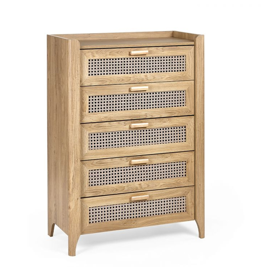 Sumter Wooden Chest Of 5 Drawers Tall In Oak