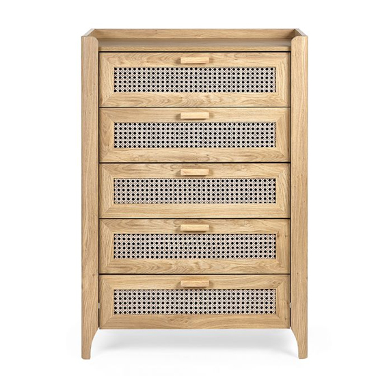 Sumter Wooden Chest Of 5 Drawers Tall In Oak