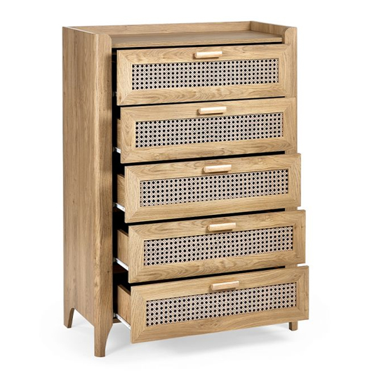 Sumter Wooden Chest Of 5 Drawers Tall In Oak