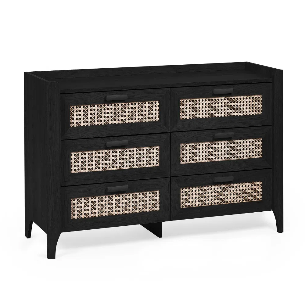 Sumter Wooden Chest Of 6 Drawers In Black Ash And Oak