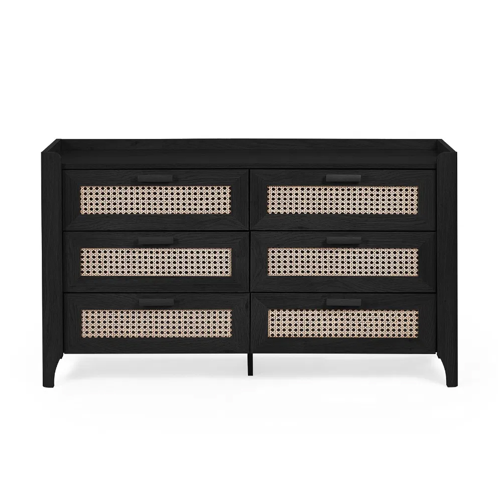 Sumter Wooden Chest Of 6 Drawers In Black Ash And Oak