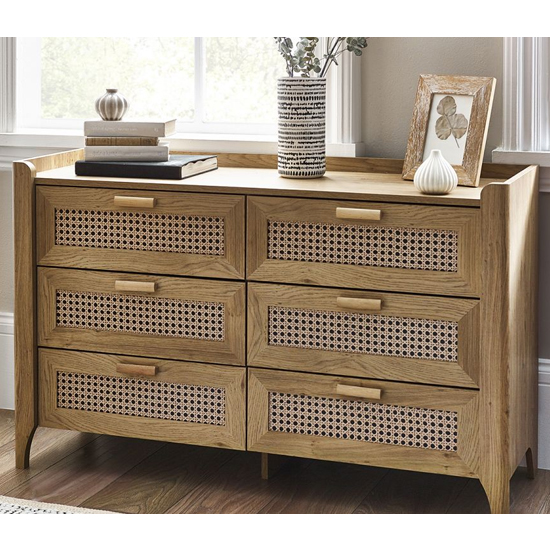 Sumter Wooden Chest Of 6 Drawers Wide In Oak
