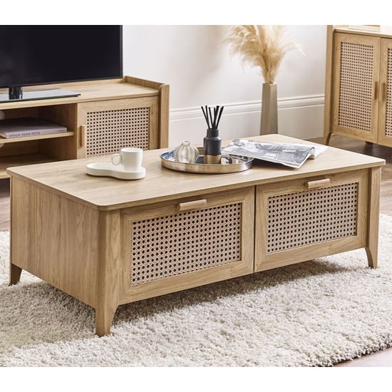 Read more about Sumter wooden coffee table with 2 drawers in oak