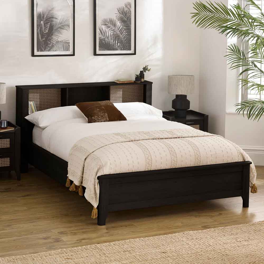 Sumter Wooden King Size Bed in Black Ash