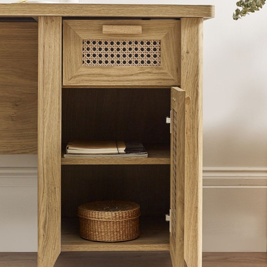 Sumter Wooden Laptop Desk With 1 Door 1 Drawer In Oak