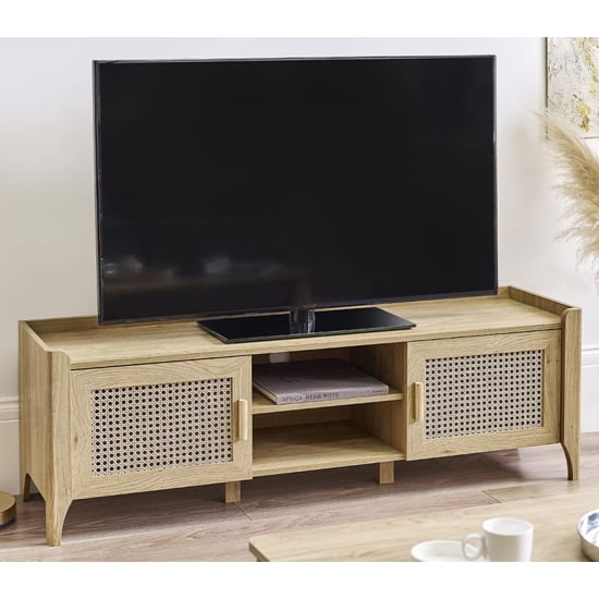 Product photograph of Sumter Wooden Tv Stand With 2 Doors In Oak from Furniture in Fashion