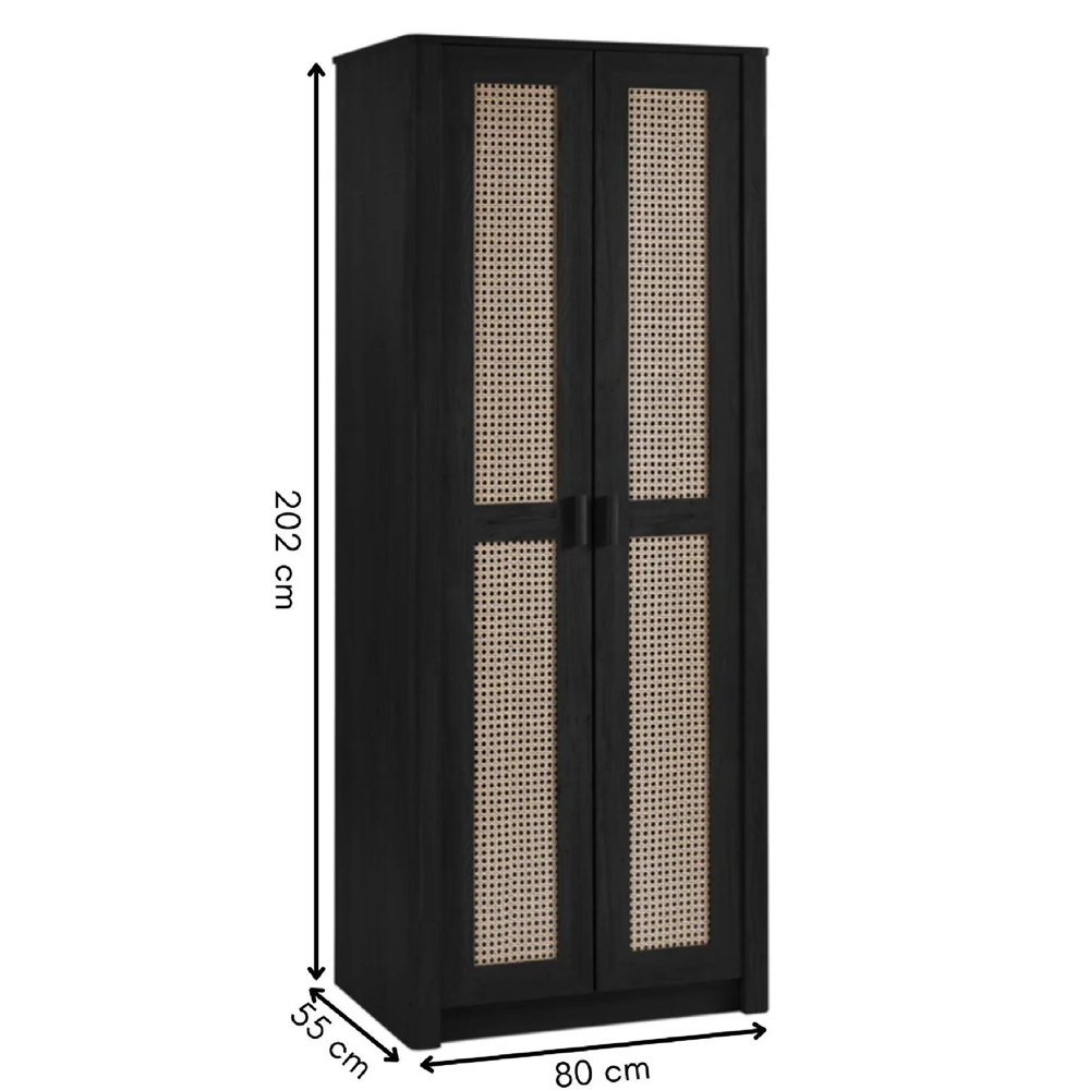 Sumter Wooden Wardrobe With 2 Doors - Black