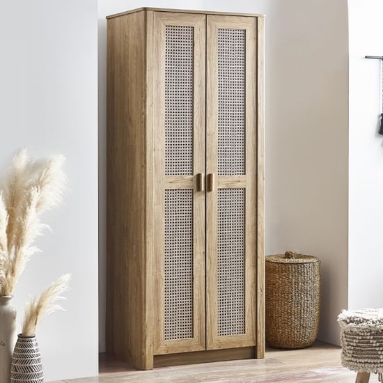 Product photograph of Sumter Wooden Wardrobe With 2 Doors In Oak from Furniture in Fashion