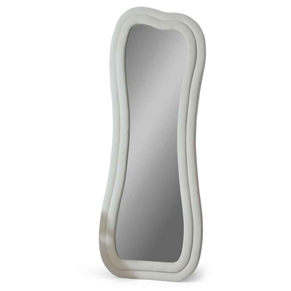 Sun Glass Cheval Mirror with Cream Wooden Frame
